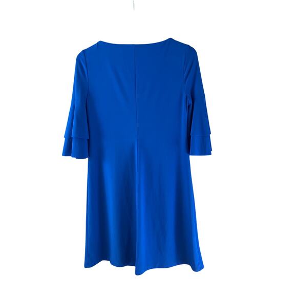 Lauren Ralph Lauren Size 4 Cobalt Blue Flutter Bell Sleeve Knee Length Dress - Picture 5 of 5